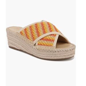Franco Sarto Pacifica Espadrilles Platform Wedge Sandal Orange & Cream Women’s 8
